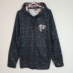 Licensed NFL Zubaz Mens Spacedye Full Zip Hoodie Atlanta Falcons Grey Red Sz XL